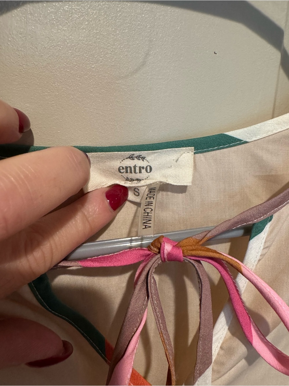 entro Cream Boho Pocket Dress with Colorful Trim - Picture 4 of 4